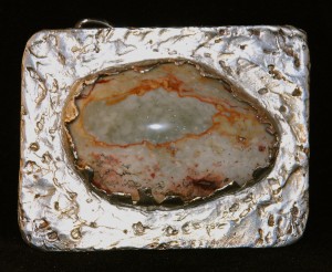Skin Jasper belt buckle set in silver, before silver started to be priced out of use of this type.